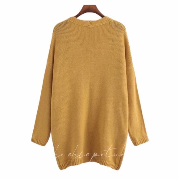 PLUS yellow long cardigan sweater boho knit - Picture 2 of 4